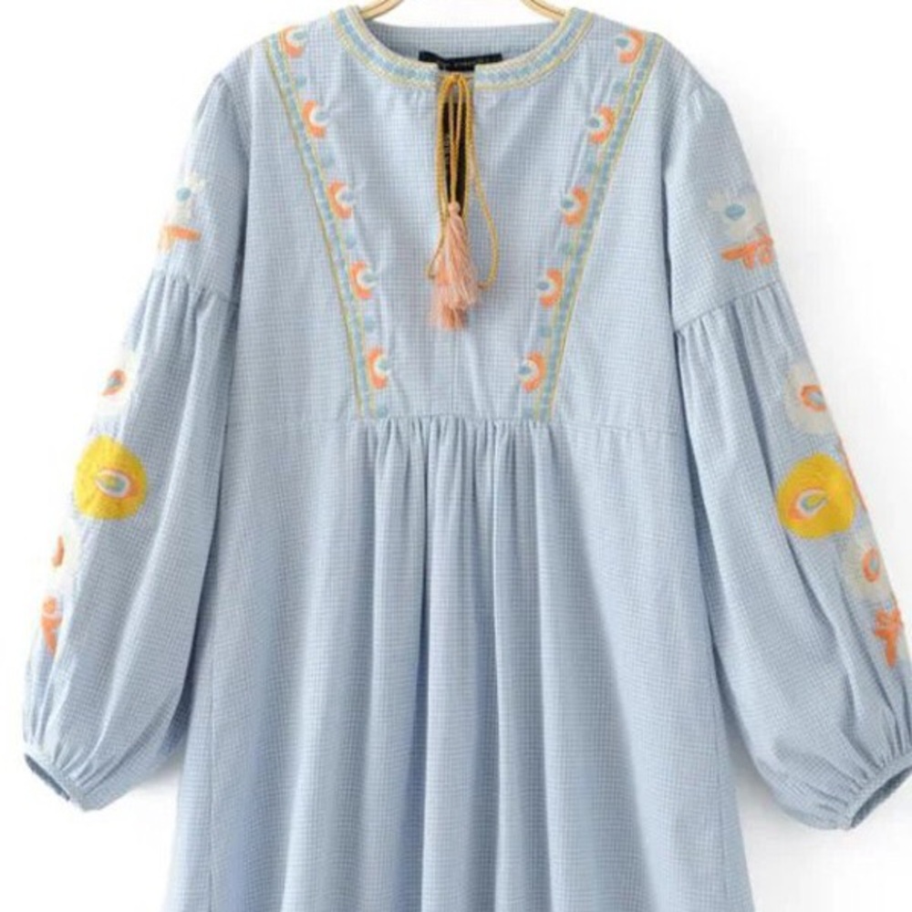 Zara Women’s Long Sleeve Embroidered Tunic